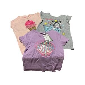 3 t shirt bundle purple shell grey mercat pink ice cream cone sequins euc